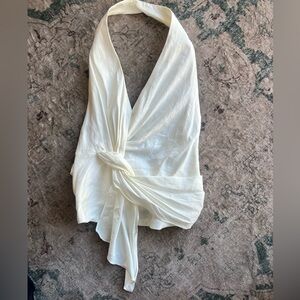 Zara white halter open back tank top size small